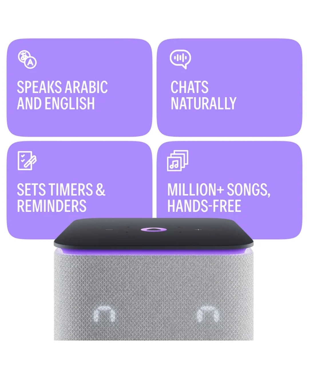 Yasmina Midi | Yango | Smart Wi-Fi Bluetooth Speaker with AI, Premium | Fluent in English & Arabic | Play music, Quran | Control Smart home devices | Zigbee | Stereo Pairing | Gray